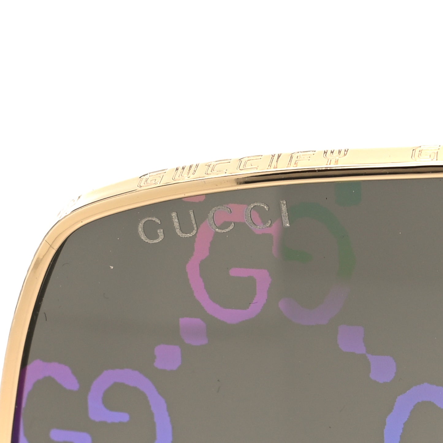 Metal Rectangular Frame Sunglasses GG0414S Gold Multicolor