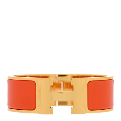 Hermes Enamel Wide Clic Clac H Bracelet GM Orange 1 of 3