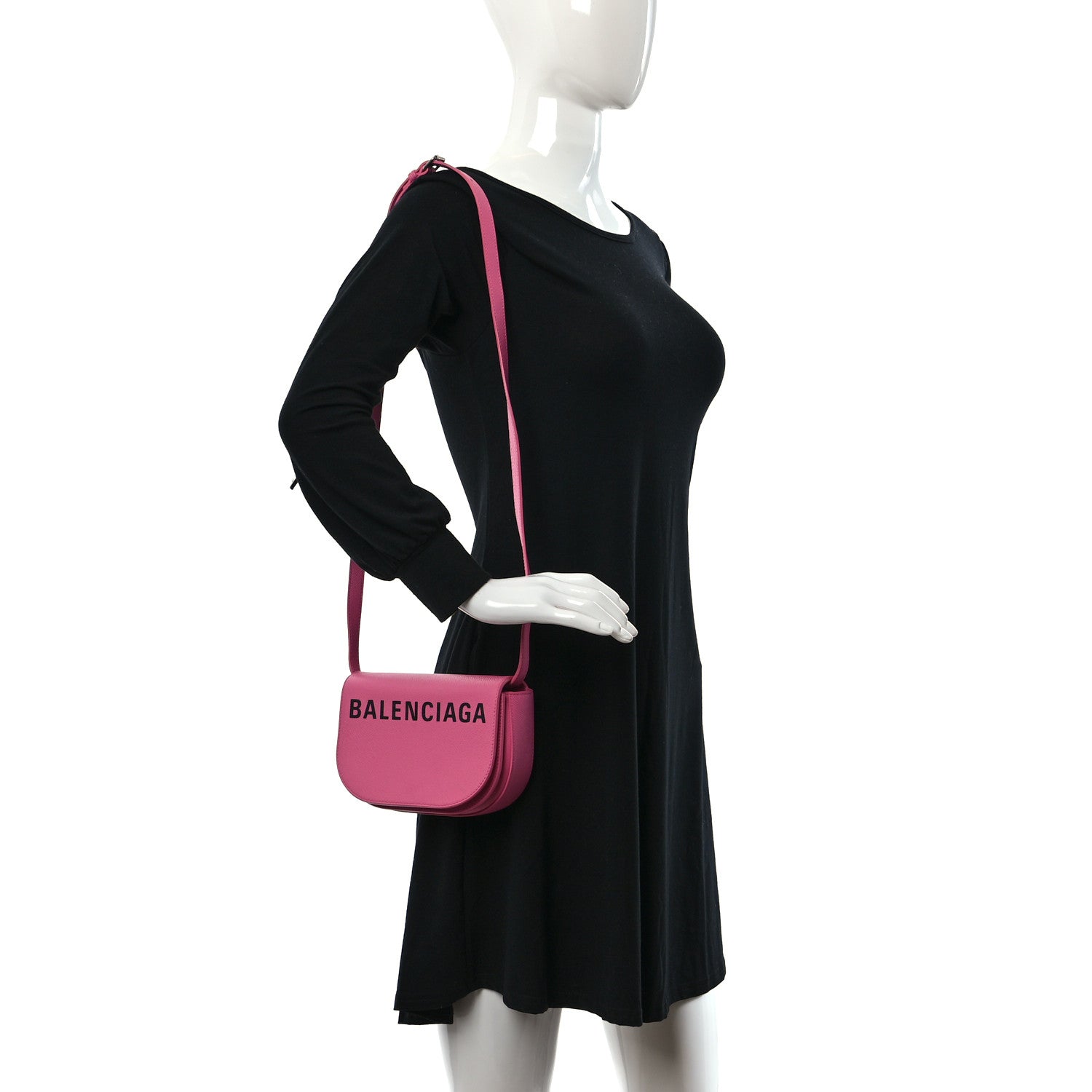 Balenciaga Signature Grained Calfskin Logo Print Ville Day Bag XS Rose Bubblegum Black 2 of 14