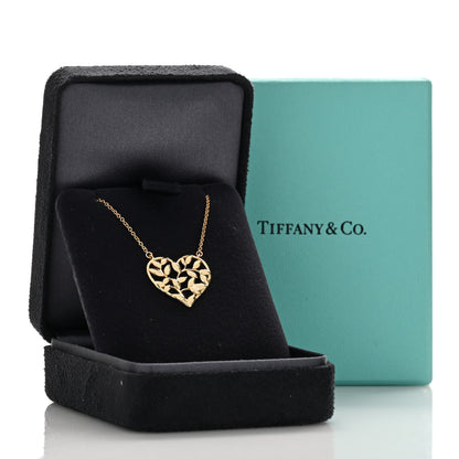 Tiffany 18K Yellow Gold Paloma Picasso Olive Leaf Heart Pendant Necklace 4 of 4