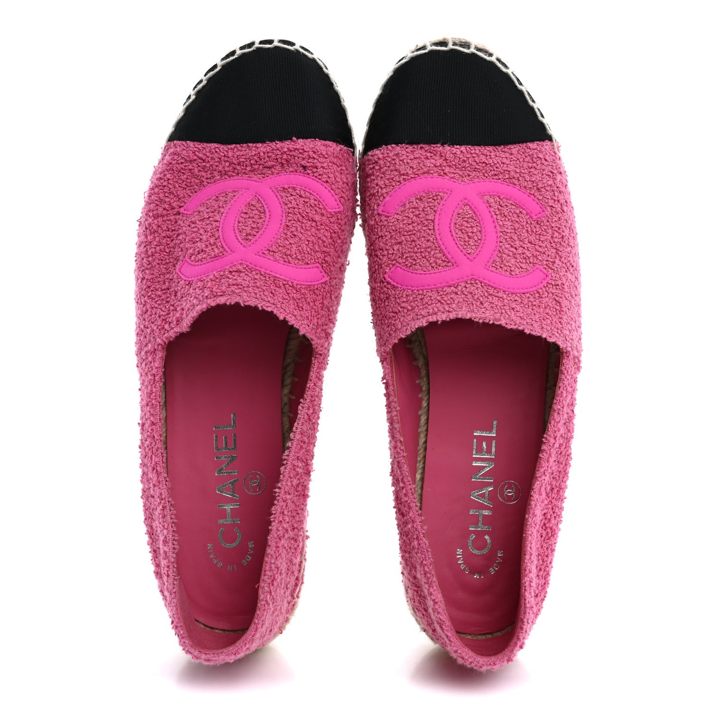 Fabric Grosgrain CC Espadrilles 38 Dark Pink Black