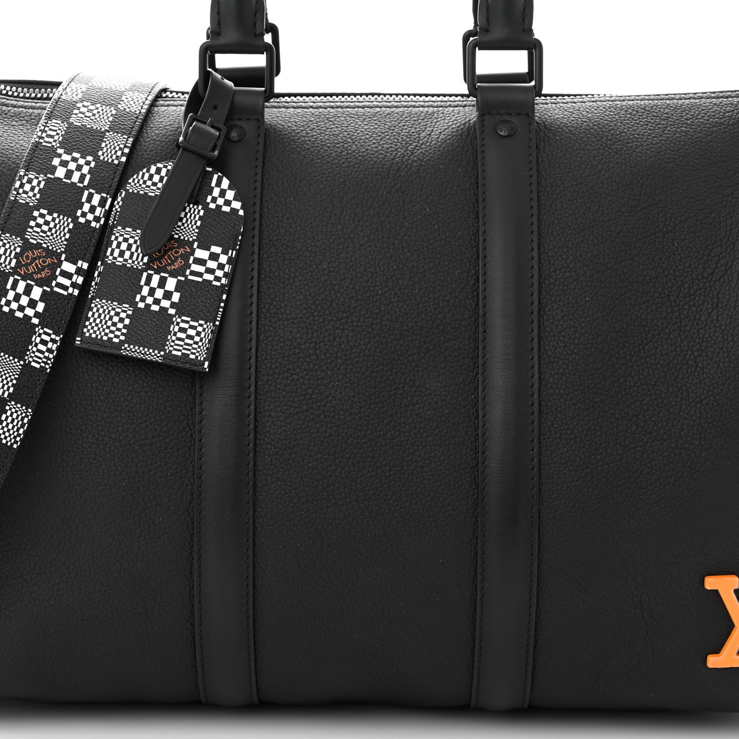 Louis Vuitton Calfskin Damier Distorted Keepall Bandouliere 40 Black 7 of 10