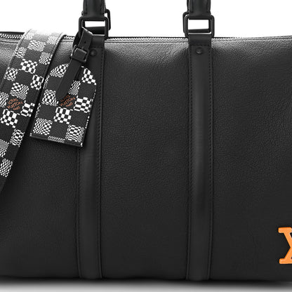 Louis Vuitton Calfskin Damier Distorted Keepall Bandouliere 40 Black 7 of 10