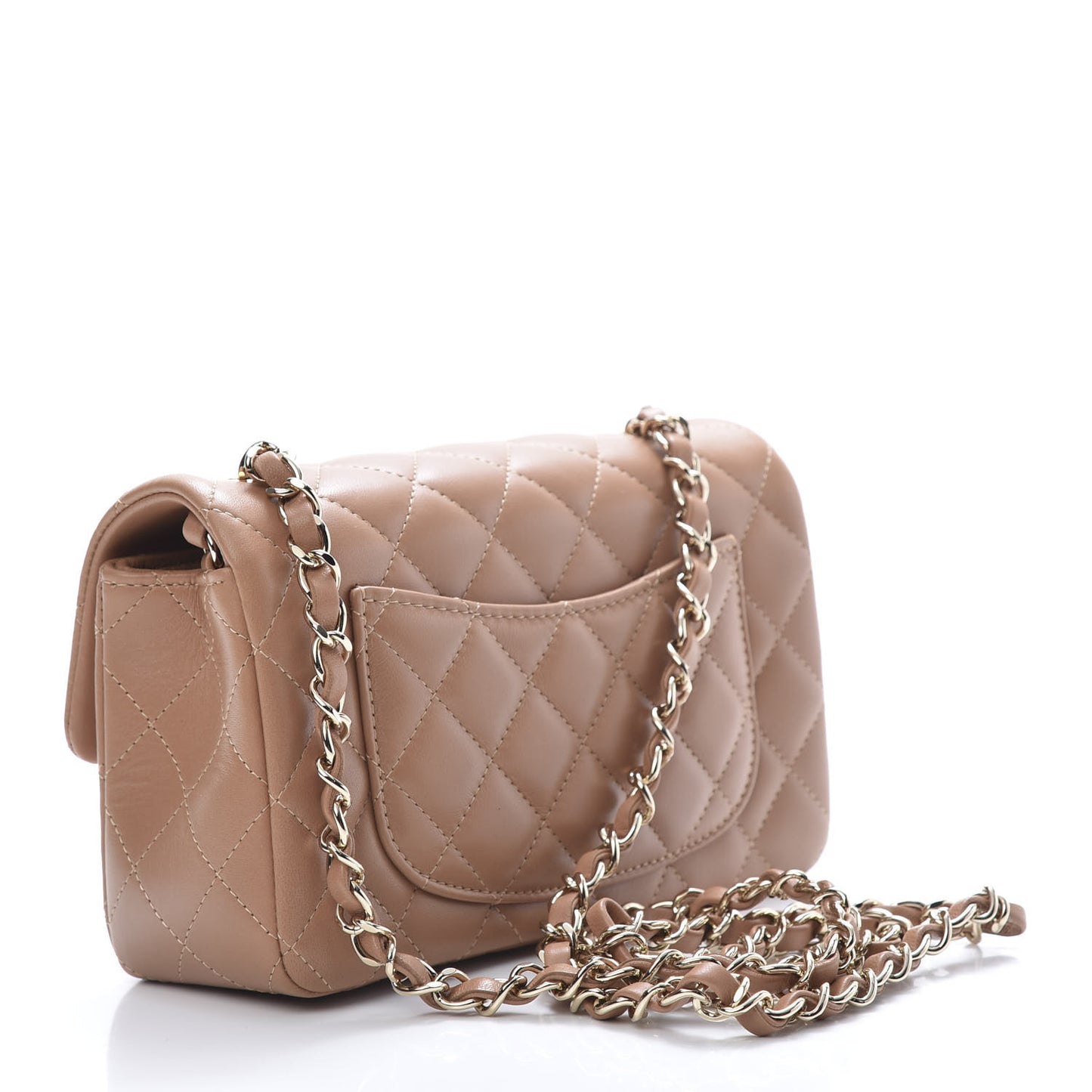 Lambskin Quilted Mini Rectangular Flap Brown