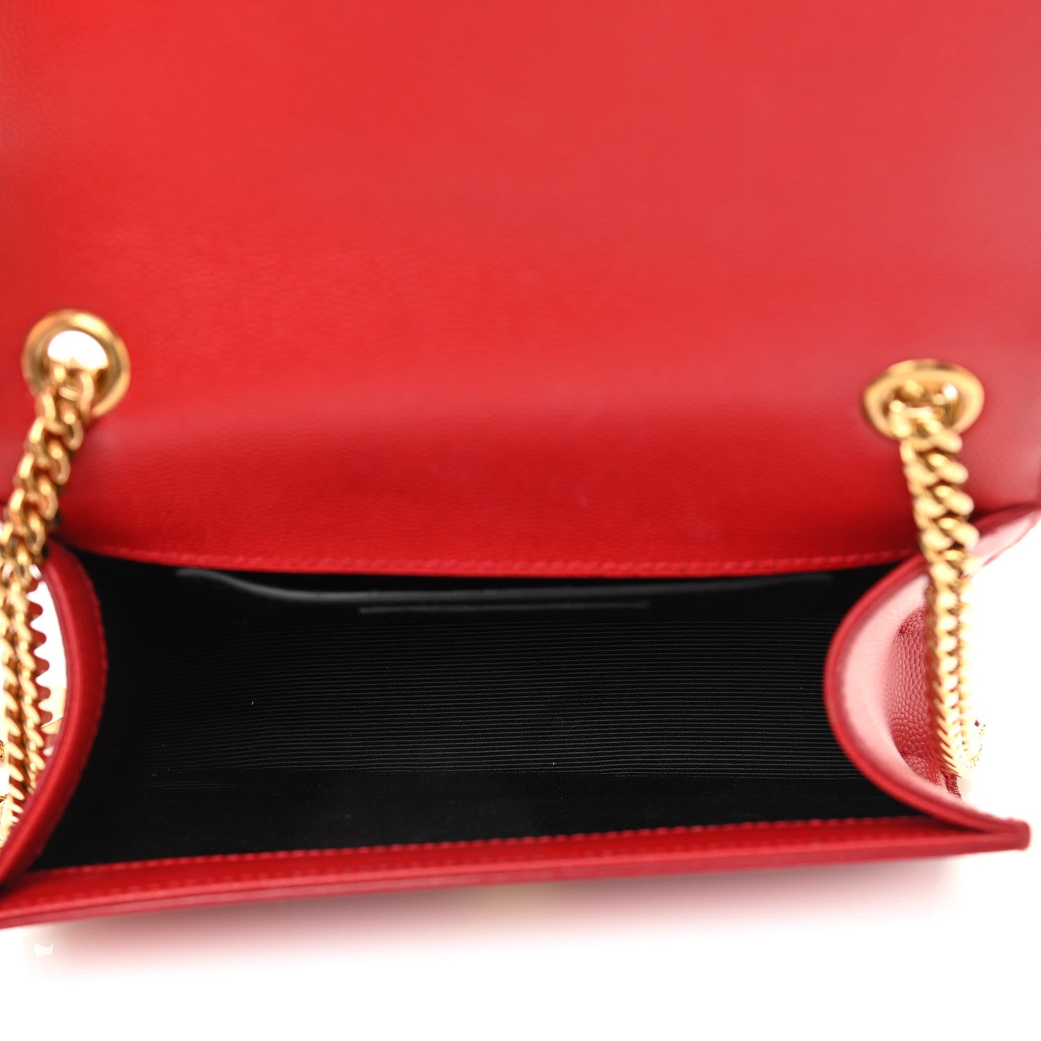 Saint Laurent Grain De Poudre Small Monogram Kate Satchel Red 5 of 11