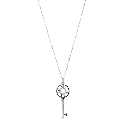 Tiffany 18K White Gold Diamond Atlas Key Pendant Necklace 1 of 8