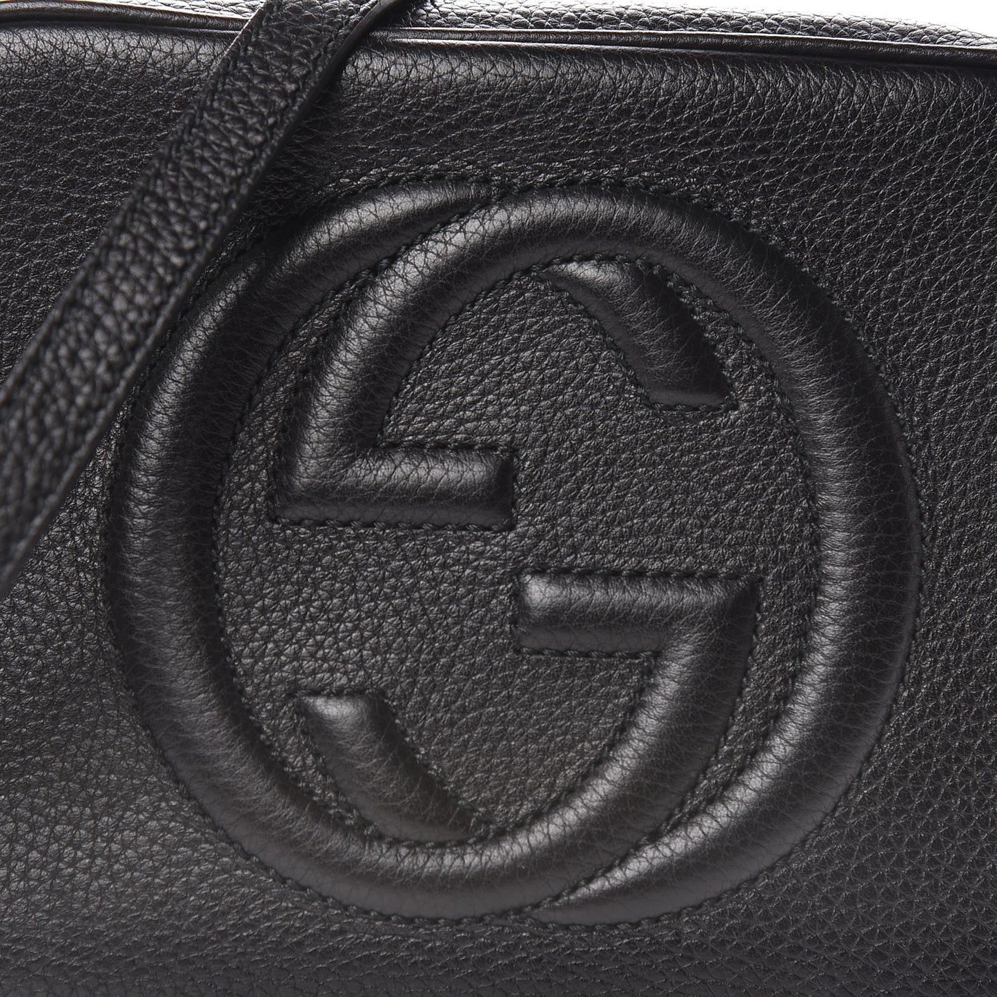 Pebbled Calfskin Small Soho Disco Bag Black