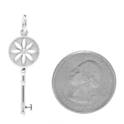 Tiffany Sterling Silver Diamond Small Daisy Key Pendant 2 of 5