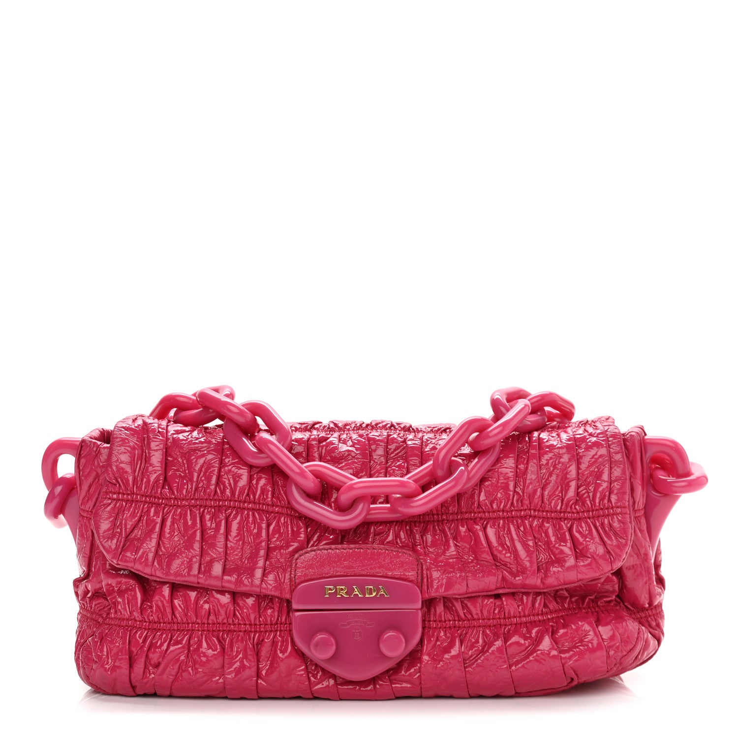 Prada Vernice Gaufre Shoulder Bag Fuxia 1 of 10