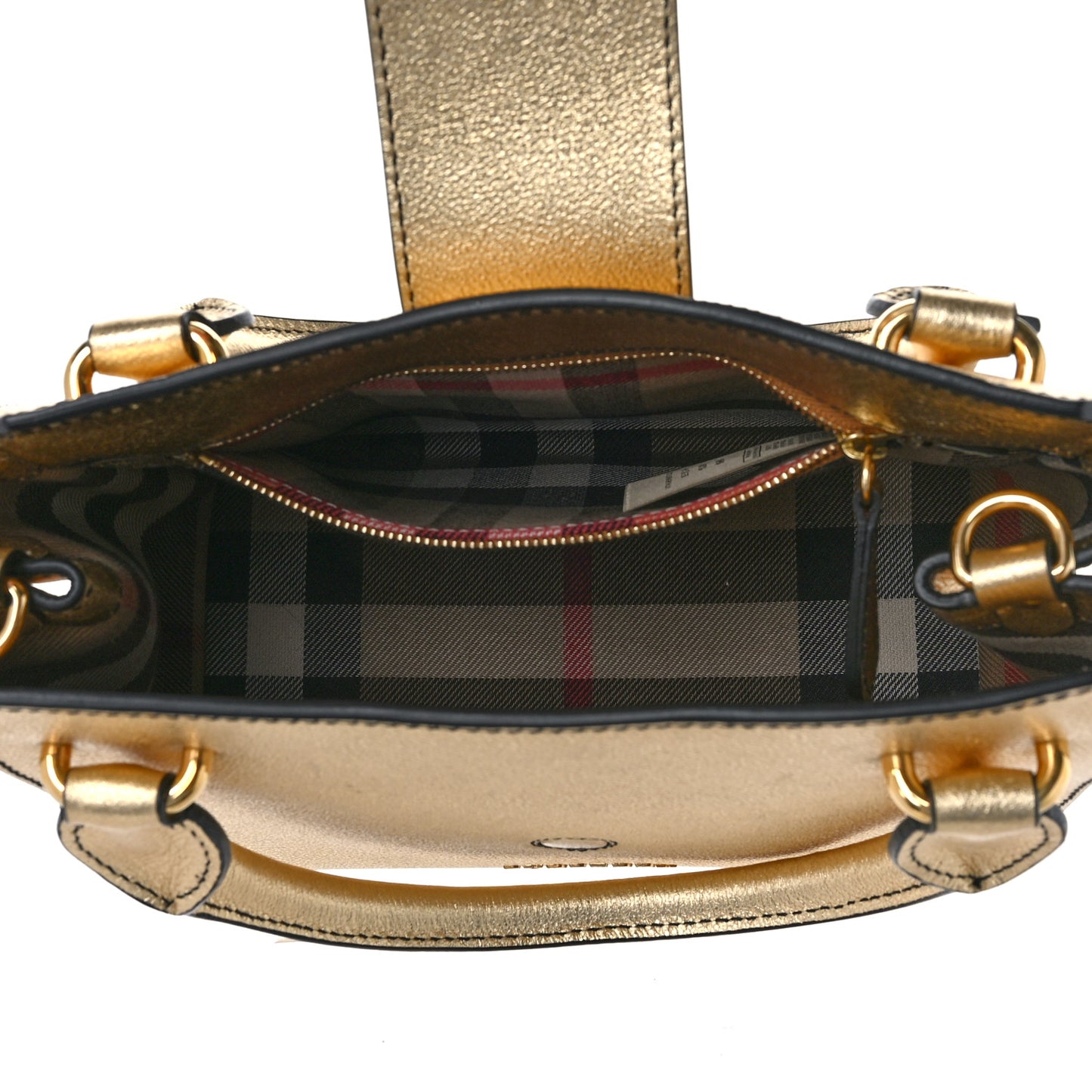 Metallic Soft Grain Calfskin Small Buckle Tote Gold