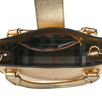 Burberry Metallic Soft Grain Calfskin Small Buckle Tote Gold 5 of 8