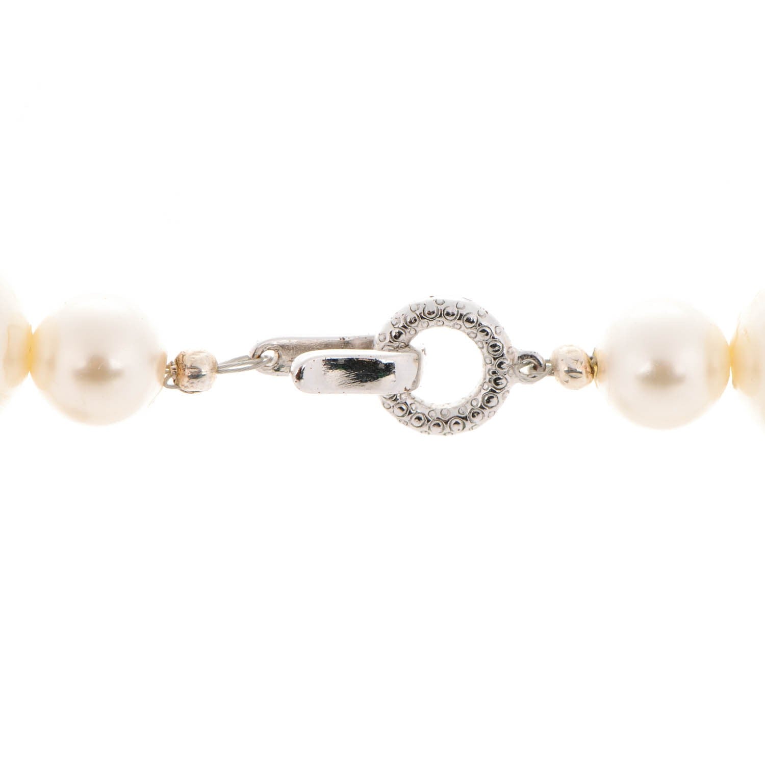 Chanel Crystal Pearl Flower CC Necklace Silver 4 of 4