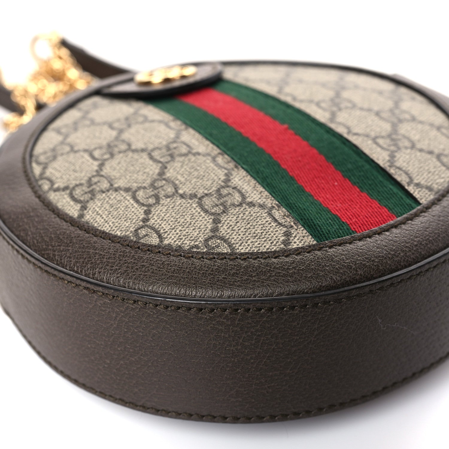 Gucci GG Supreme Monogram Web Mini Ophidia Round Shoulder Bag Brown 8 of 10