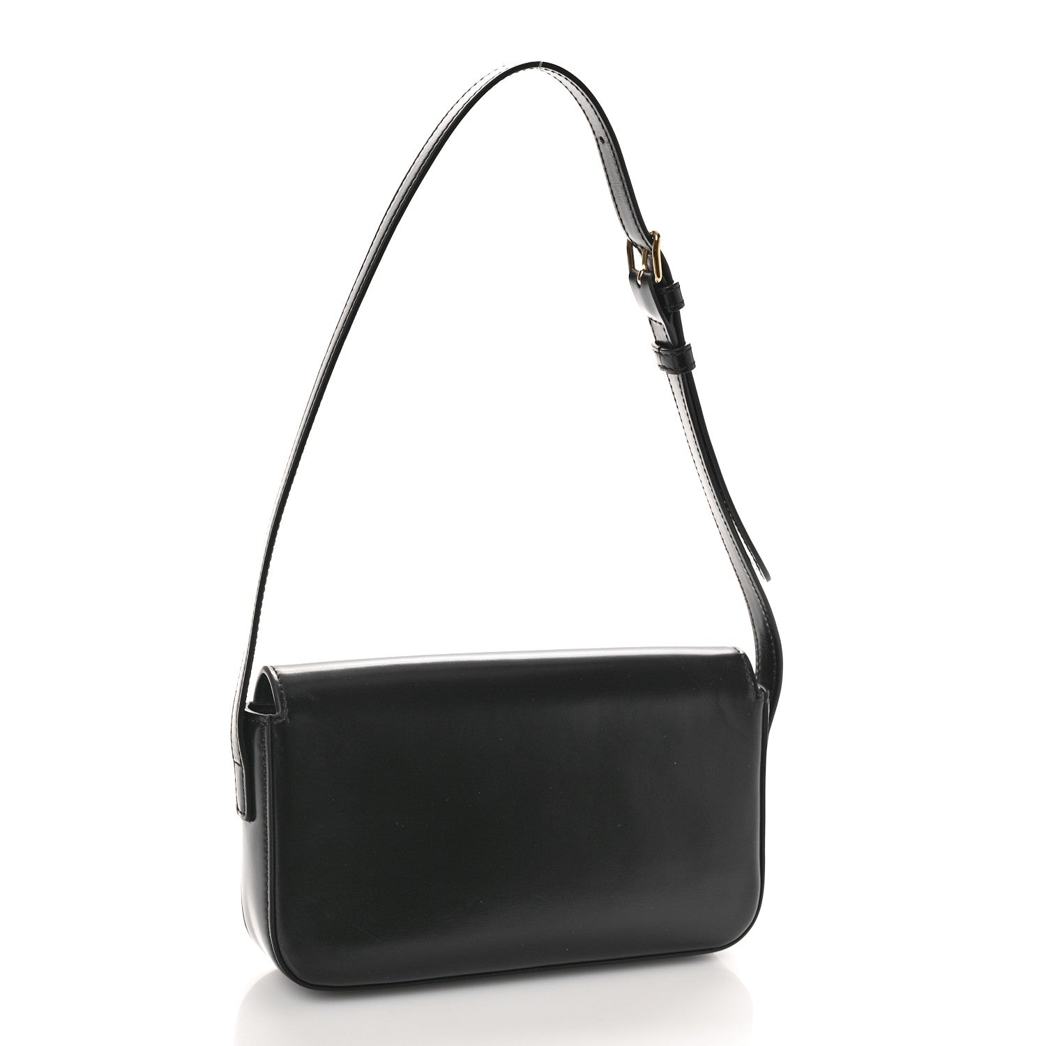 Celine Shiny Calfskin Triomphe Shoulder Bag Black 3 of 12