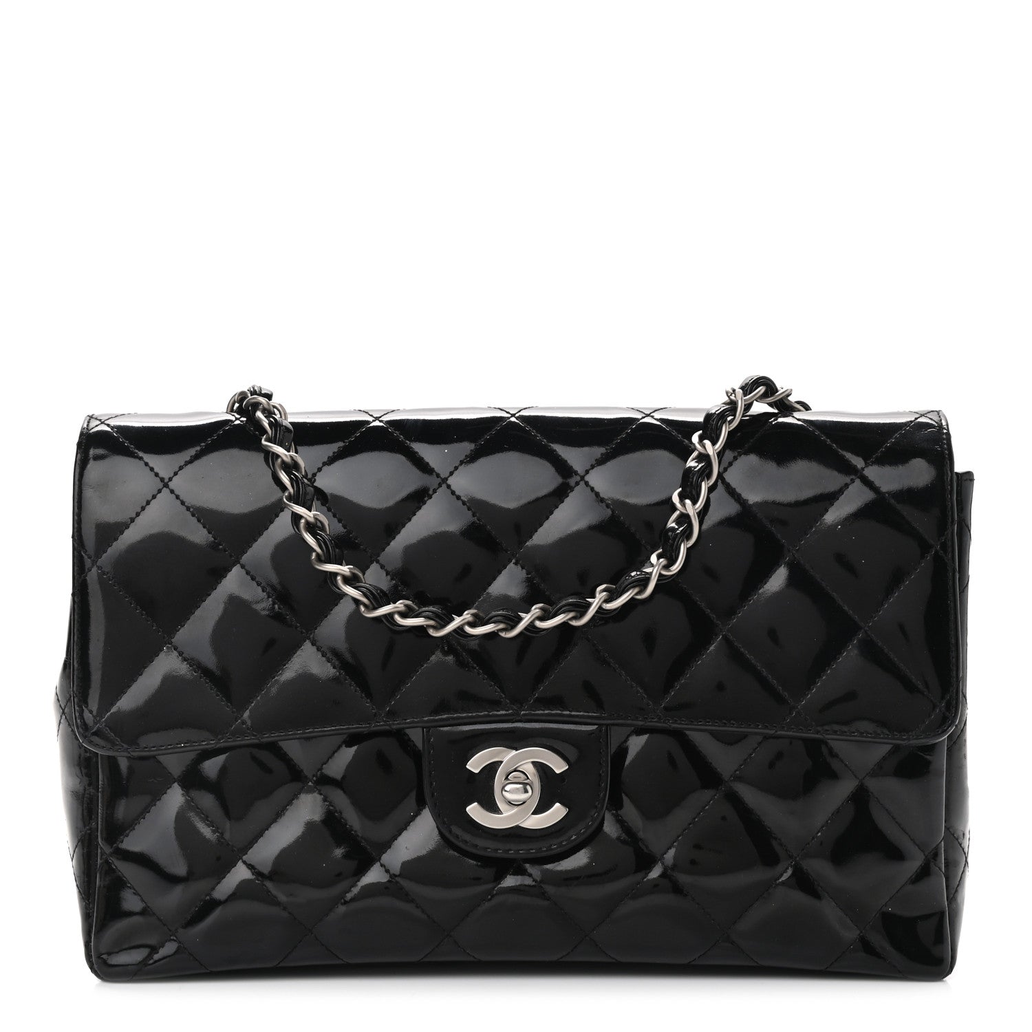 Chanel Patent Quilted Medium Single Flap Black 1 of 10