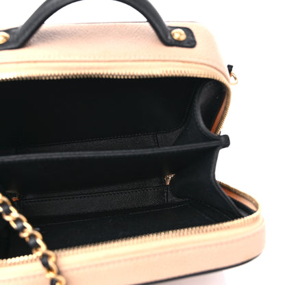Chanel Caviar Quilted Small CC Filigree Vanity Case Beige Black 6 of 14