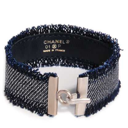 Chanel Denim Fringe Cuff Blue White 3 of 4