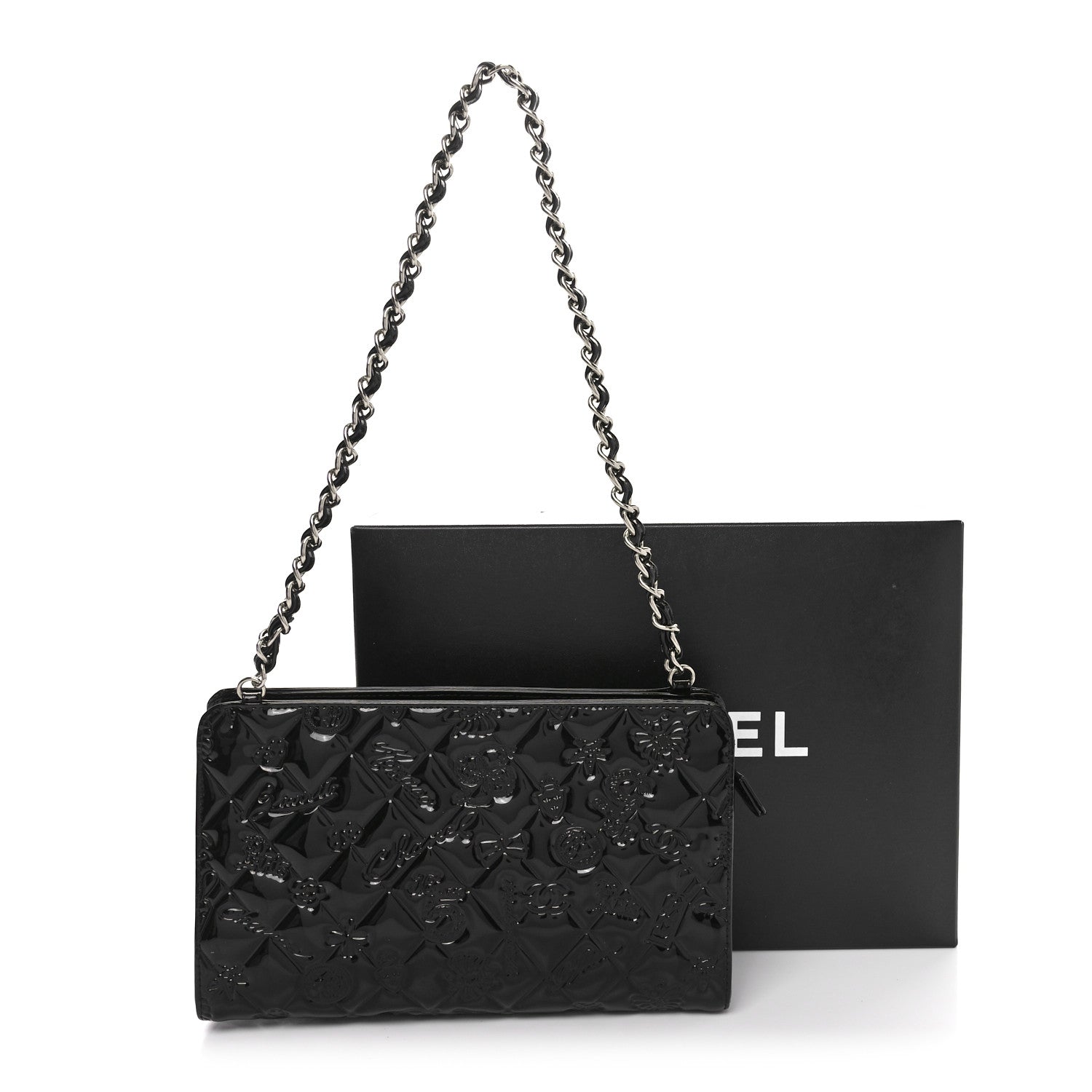 Chanel Patent Calfskin Lucky Symbols Pochette Black 11 of 11