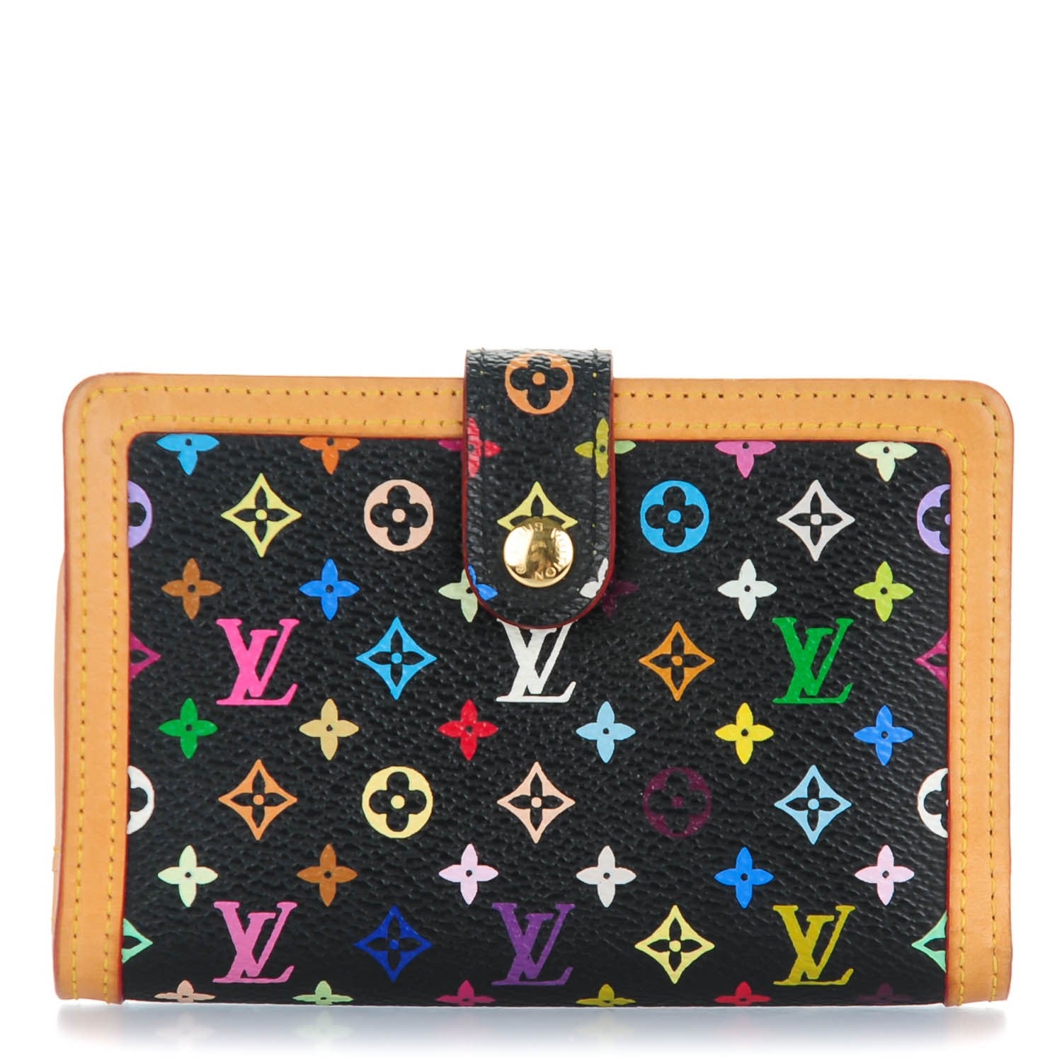 Louis Vuitton Monogram Multicolor French Purse Wallet Black 1 of 8