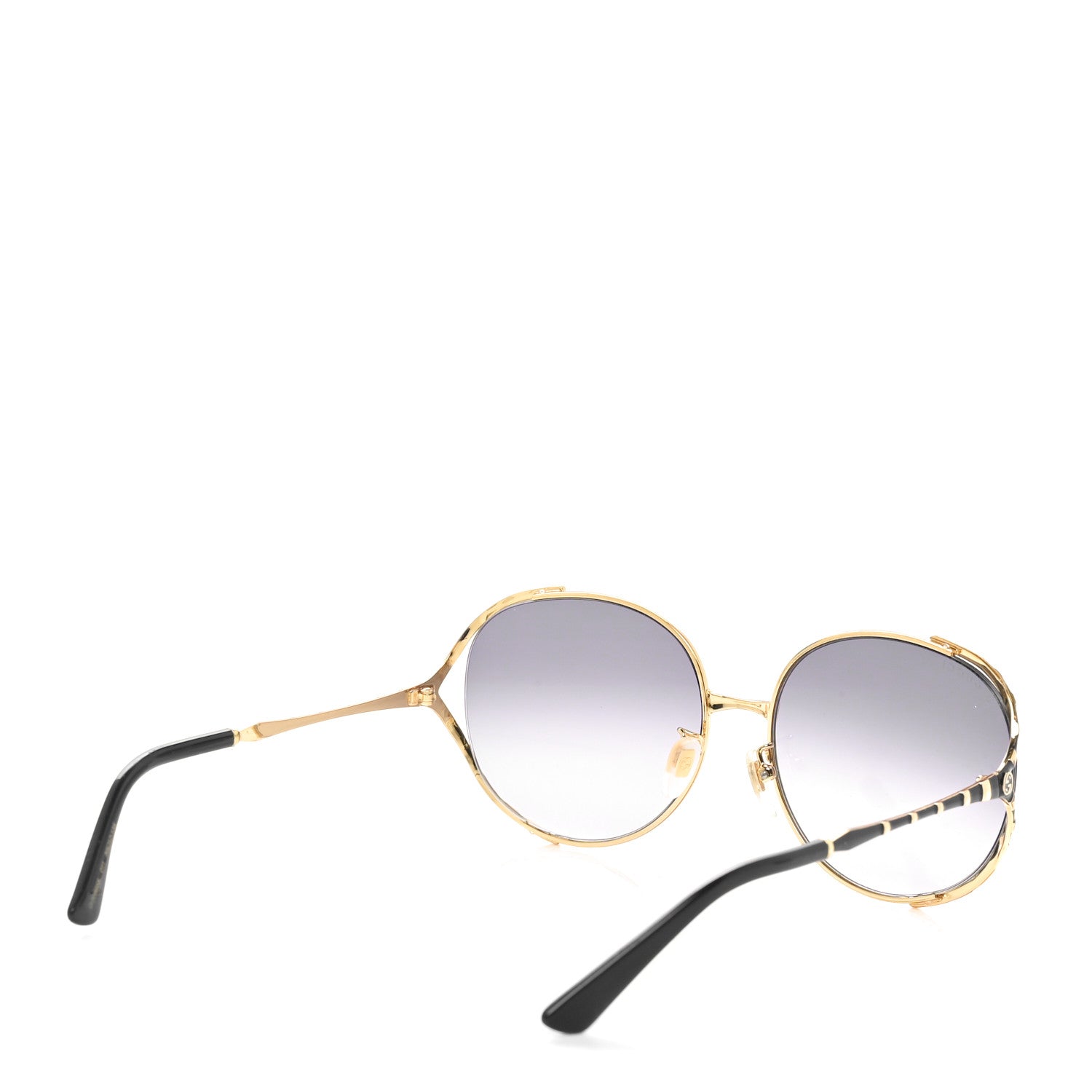 Gucci Metal Round Frame GG0595S Sunglasses Gold Black 4 of 6