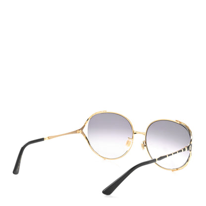 Gucci Metal Round Frame GG0595S Sunglasses Gold Black 4 of 6