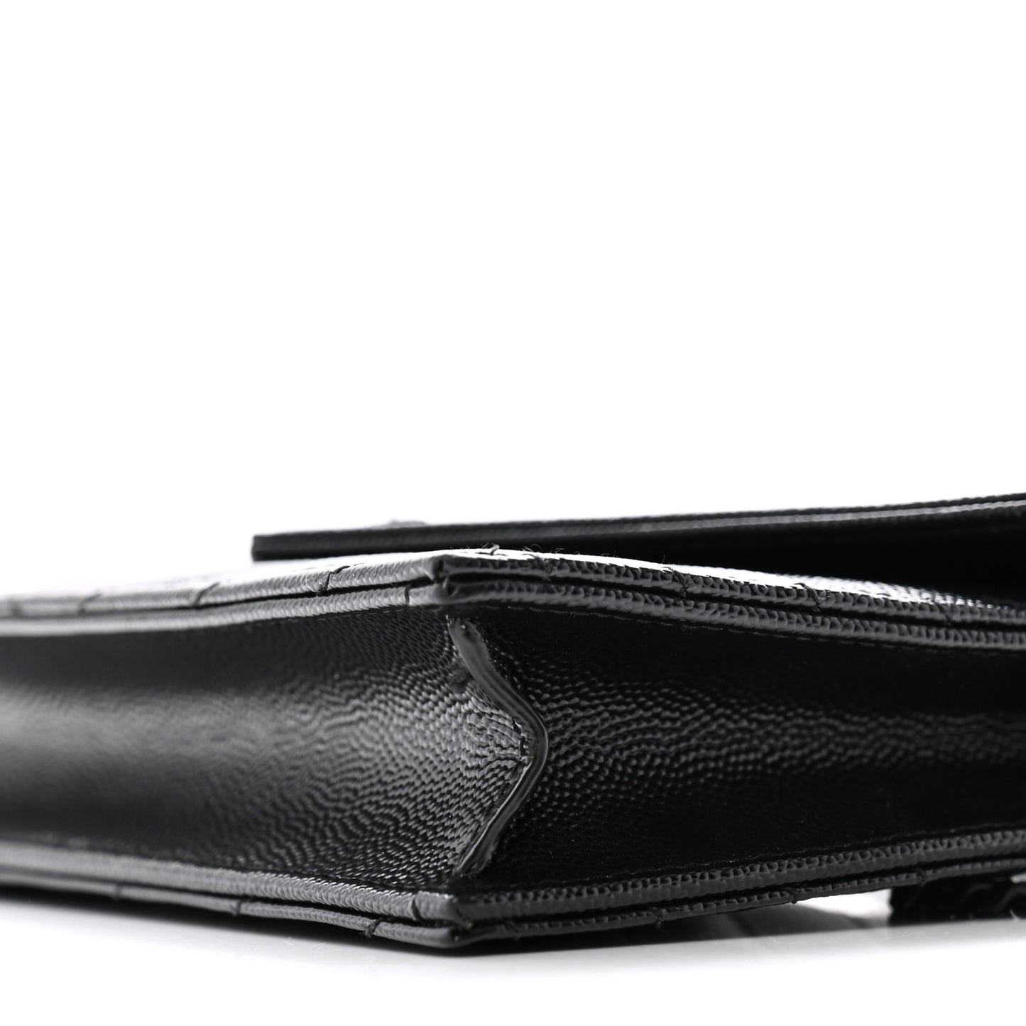 Grain De Poudre Matelasse Chevron Monogram Monochrome Envelope Chain Wallet Black