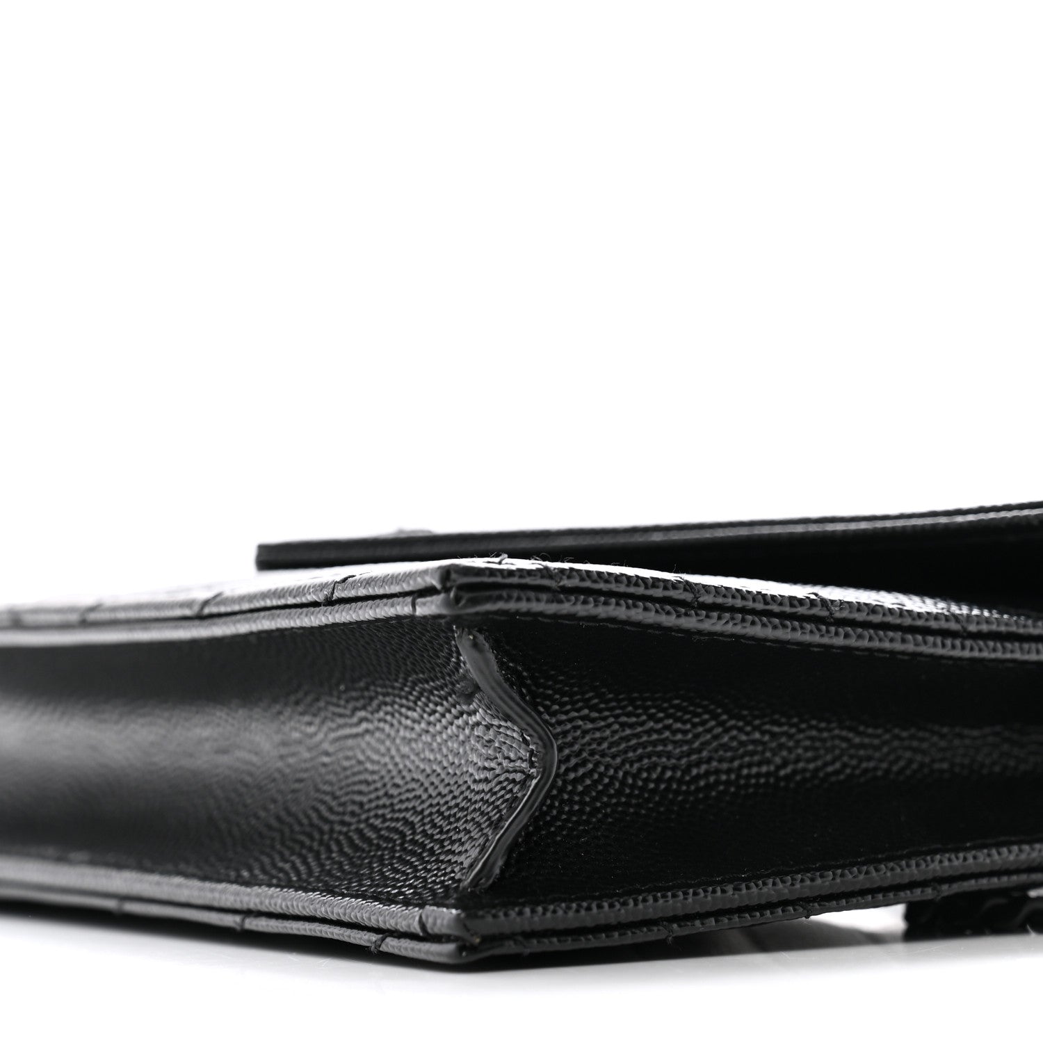 Saint Laurent Grain De Poudre Matelasse Chevron Monogram Monochrome Envelope Chain Wallet Black 9 of 14