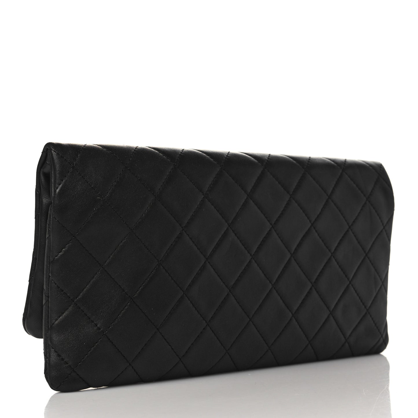 Lambskin Quilted CC Beauty Clutch Black