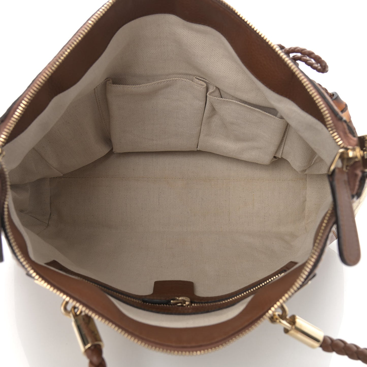 Monogram Cellarius Calfskin Small Bella Top Handle Bag Beige Ebony Cuir
