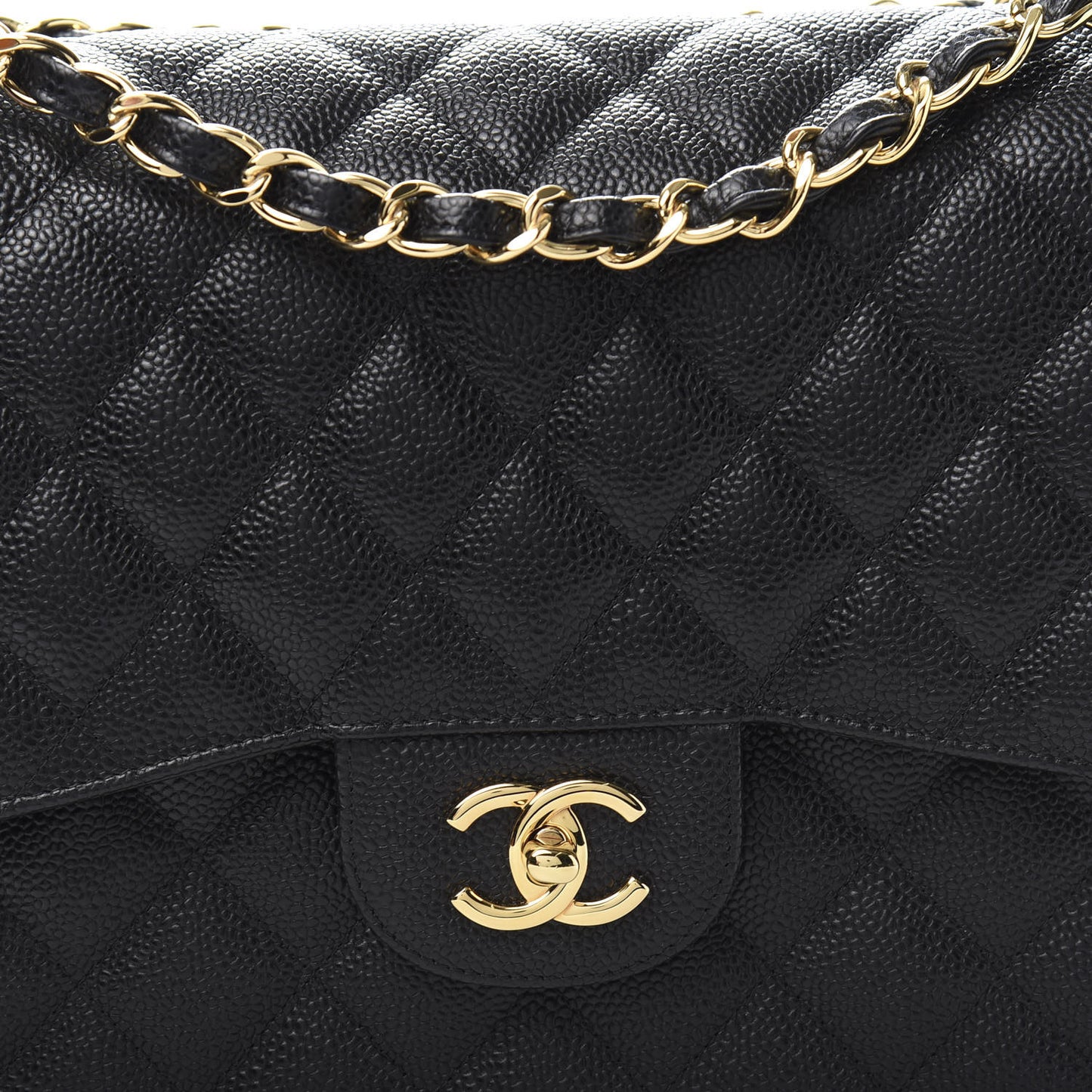Caviar Quilted Jumbo Double Flap Black