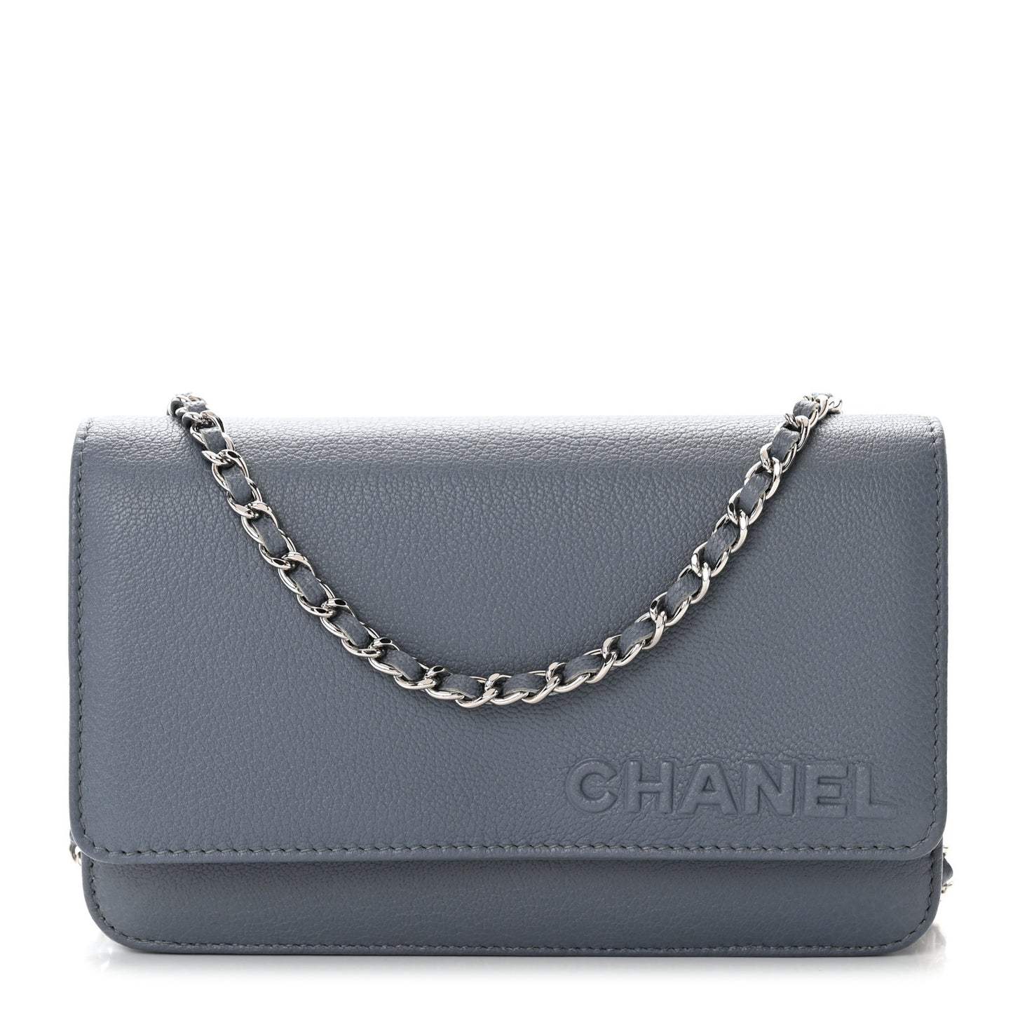 Goatskin Embossed Wallet On Chain WOC Blue