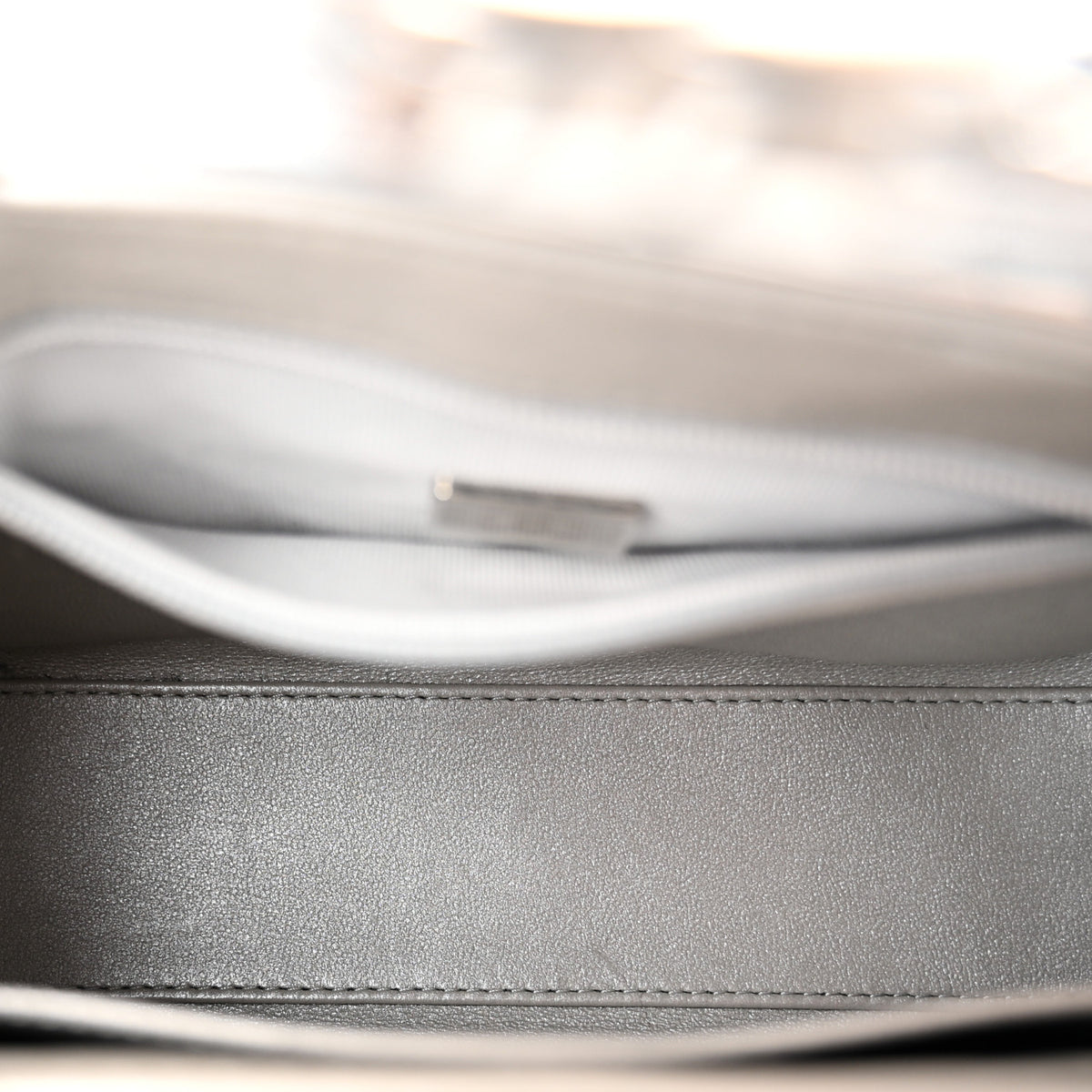 Mirror Calfskin Metallic Calfskin Quilted Nano Kelly Shopper Silvery