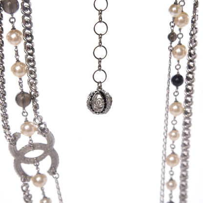 Chanel Pearl Crystal CC Double Strand Fancy Belt Pearly White 6 of 7