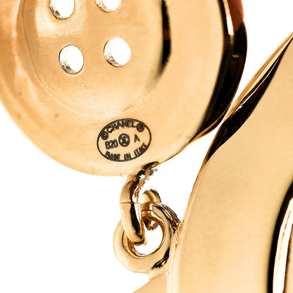 Chanel Metal Large Paris Button Earrings Gold 4 of 6