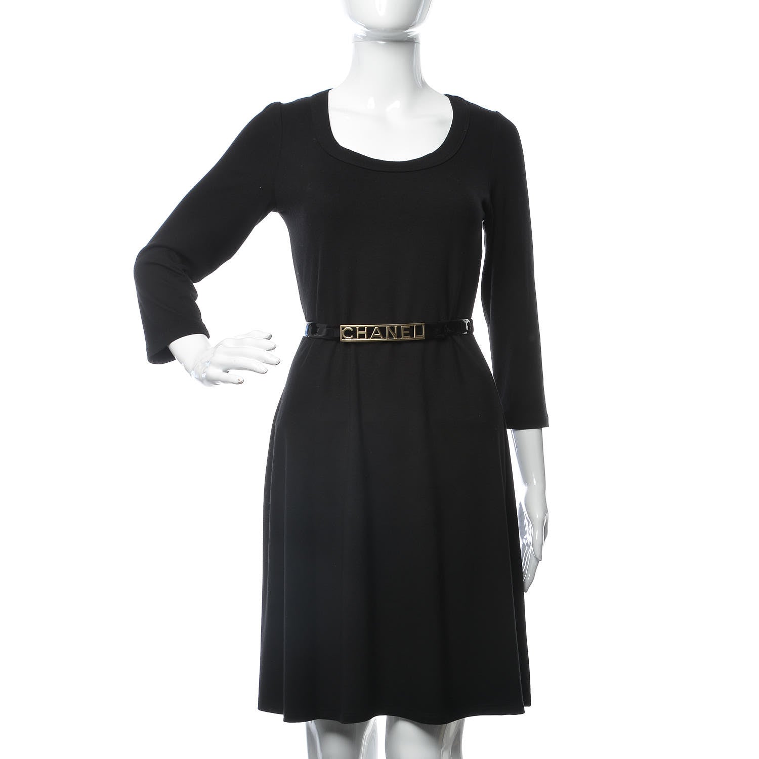 Chanel Patent Calfskin Logo Skinny Belt 65 26 Black 2 of 9