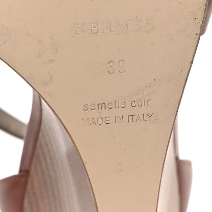 Hermes Calfskin Legend Wedge Sandals 39 Gold 7 of 10