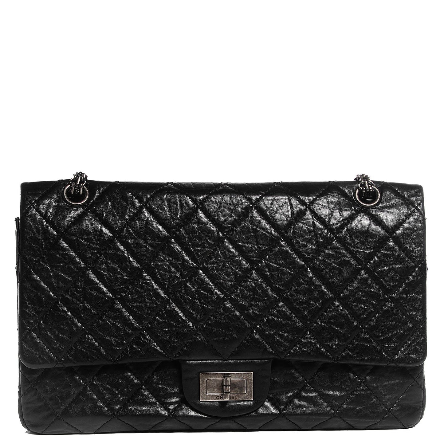 Aged Calfskin Quilted 2.55 Reissue 227 Flap Black