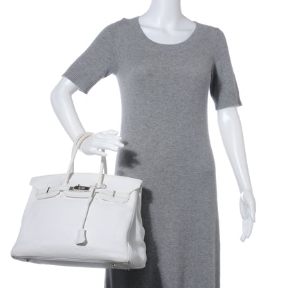 Hermes Taurillon Clemence Birkin 35 White 2 of 11
