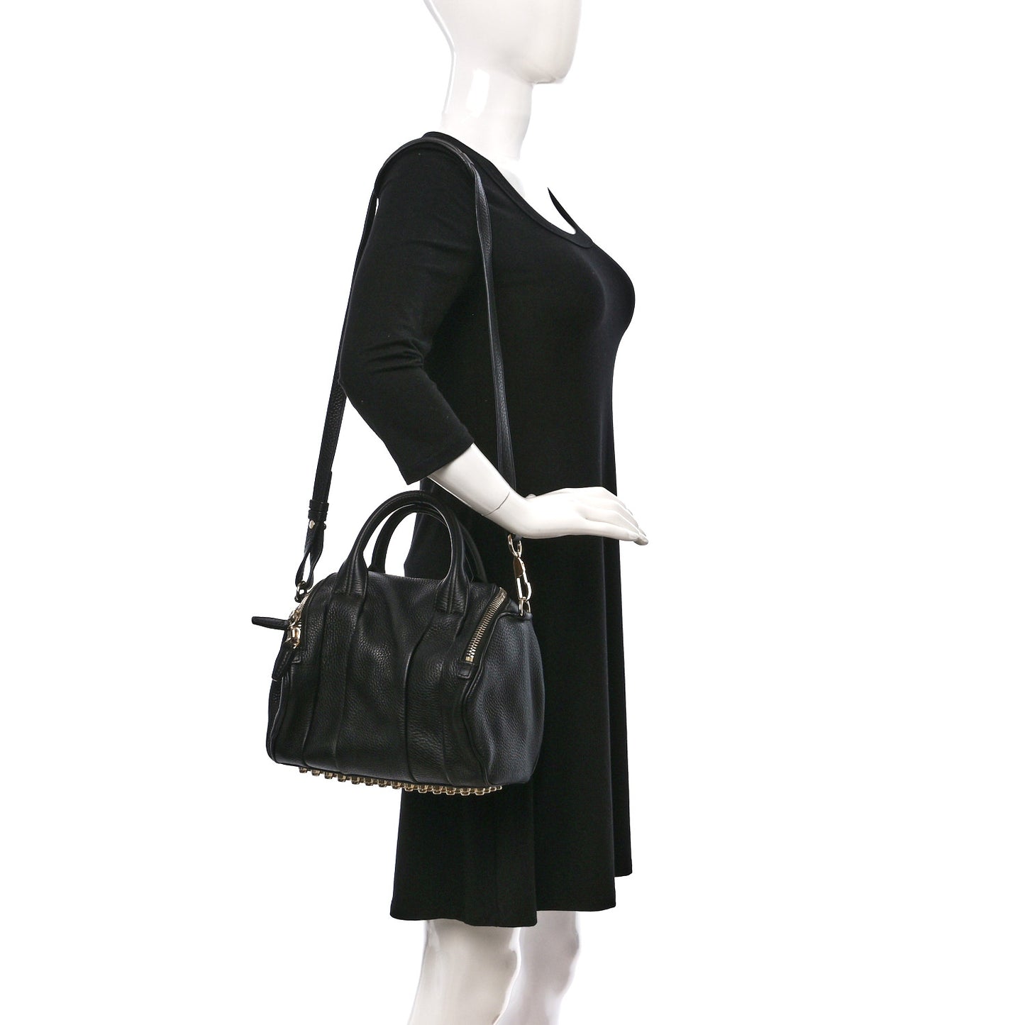 Pebbled Lambskin Rocco Black Pale Gold Hardware