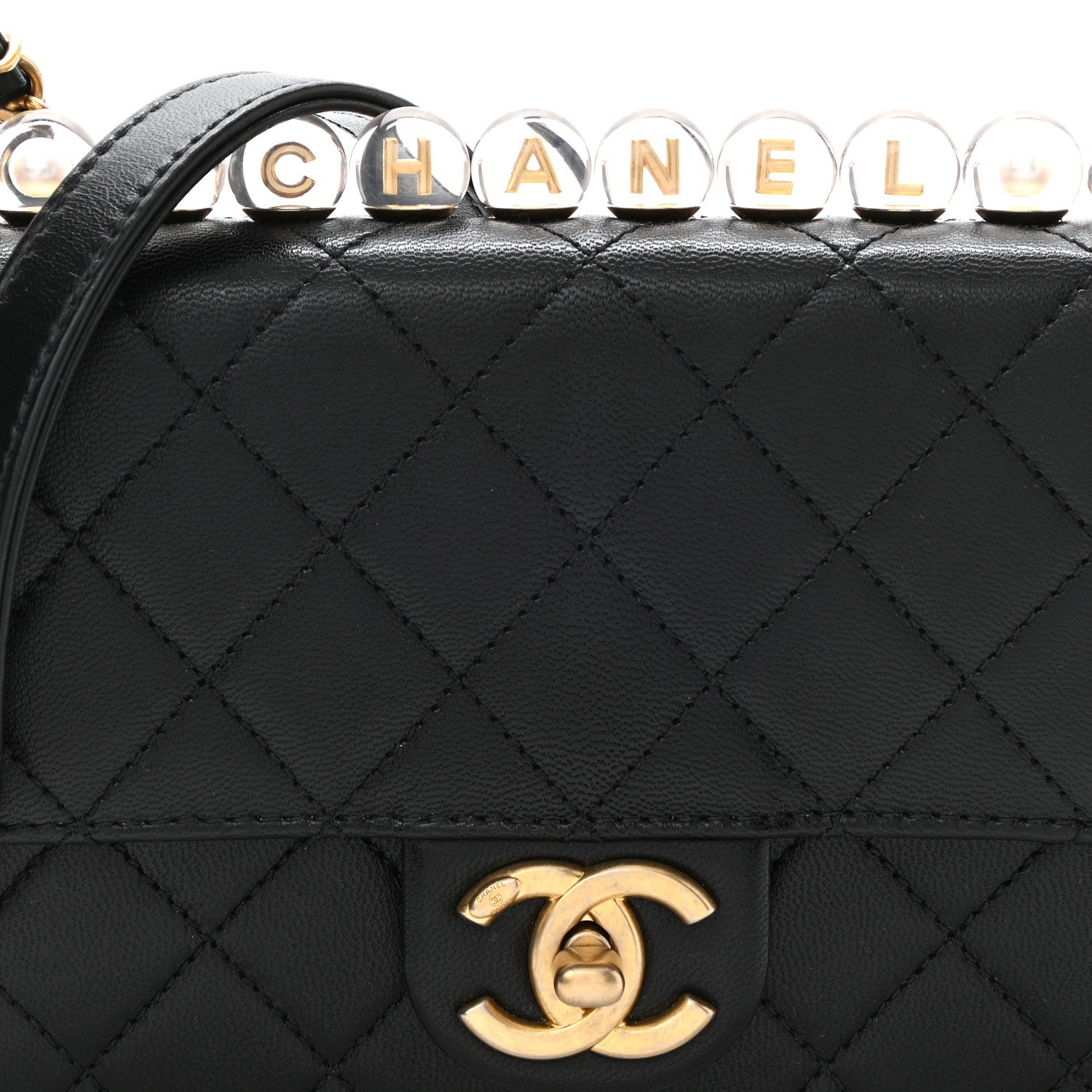 Chanel Goatskin Quilted Logo Small Chic Flap Black 8 of 10