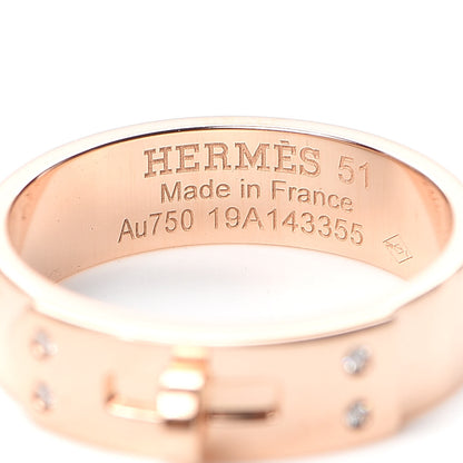 Hermes 18K Rose Gold Diamond PM Kelly Ring 51 5.75 4 of 5