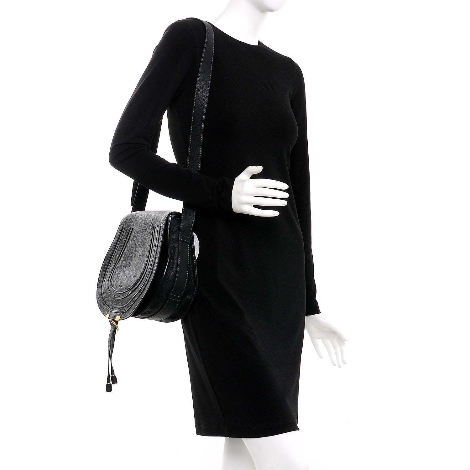 Chloe Grained Calfskin Medium Marcie Saddle Bag Black 2 of 8