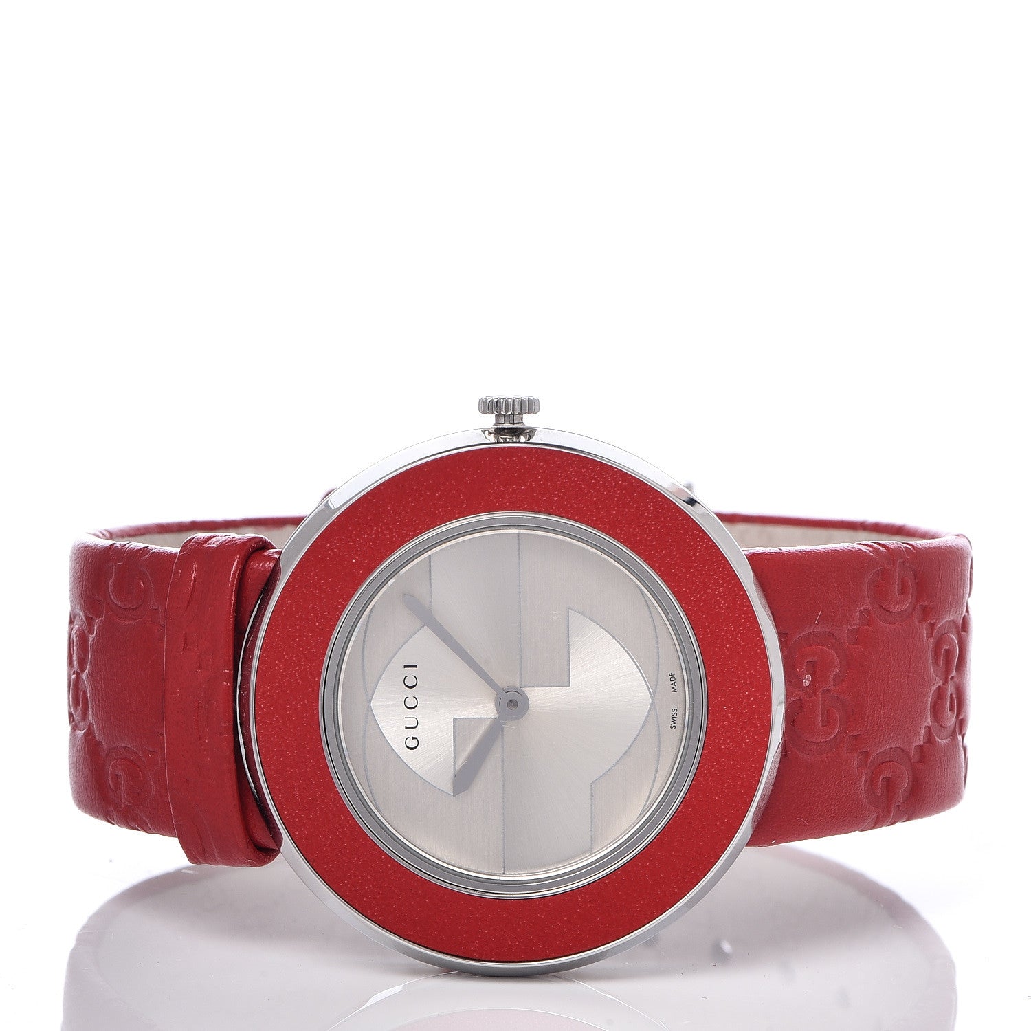 Gucci Stainless Steel Calfskin 36mm U-Play Quartz Watch Red 3 of 11