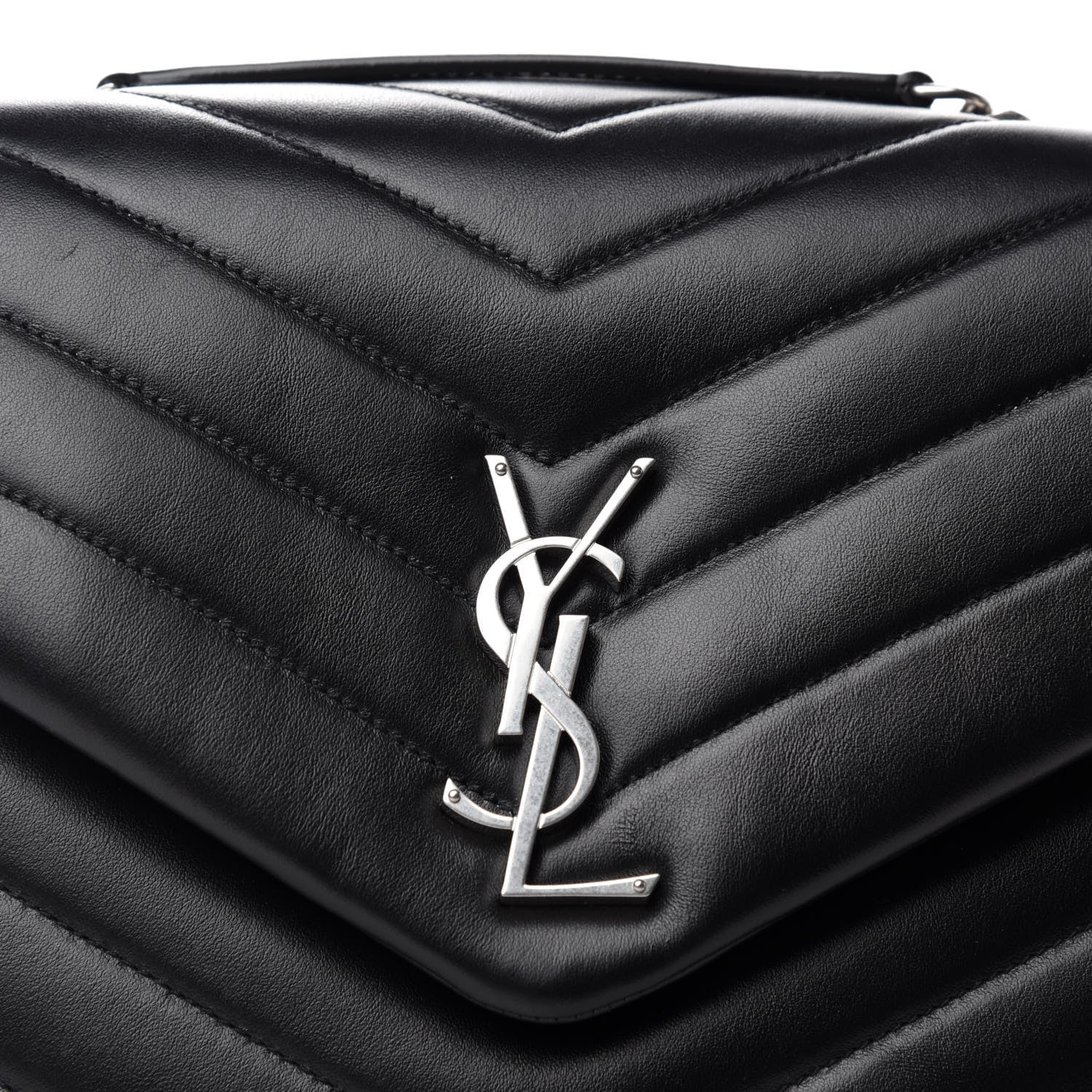 Saint Laurent Calfskin Y Quilted Monogram Medium Loulou Chain Satchel Black 9 of 11