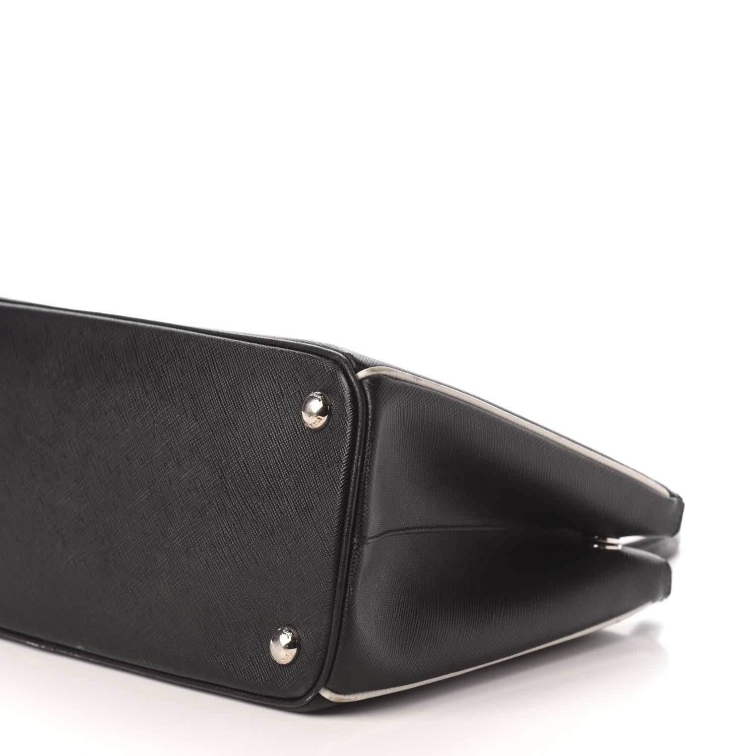 Prada Saffiano Mini Galleria Double Zip Tote Black Talco 9 of 12