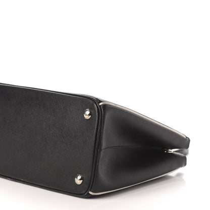 Prada Saffiano Mini Galleria Double Zip Tote Black Talco 9 of 12