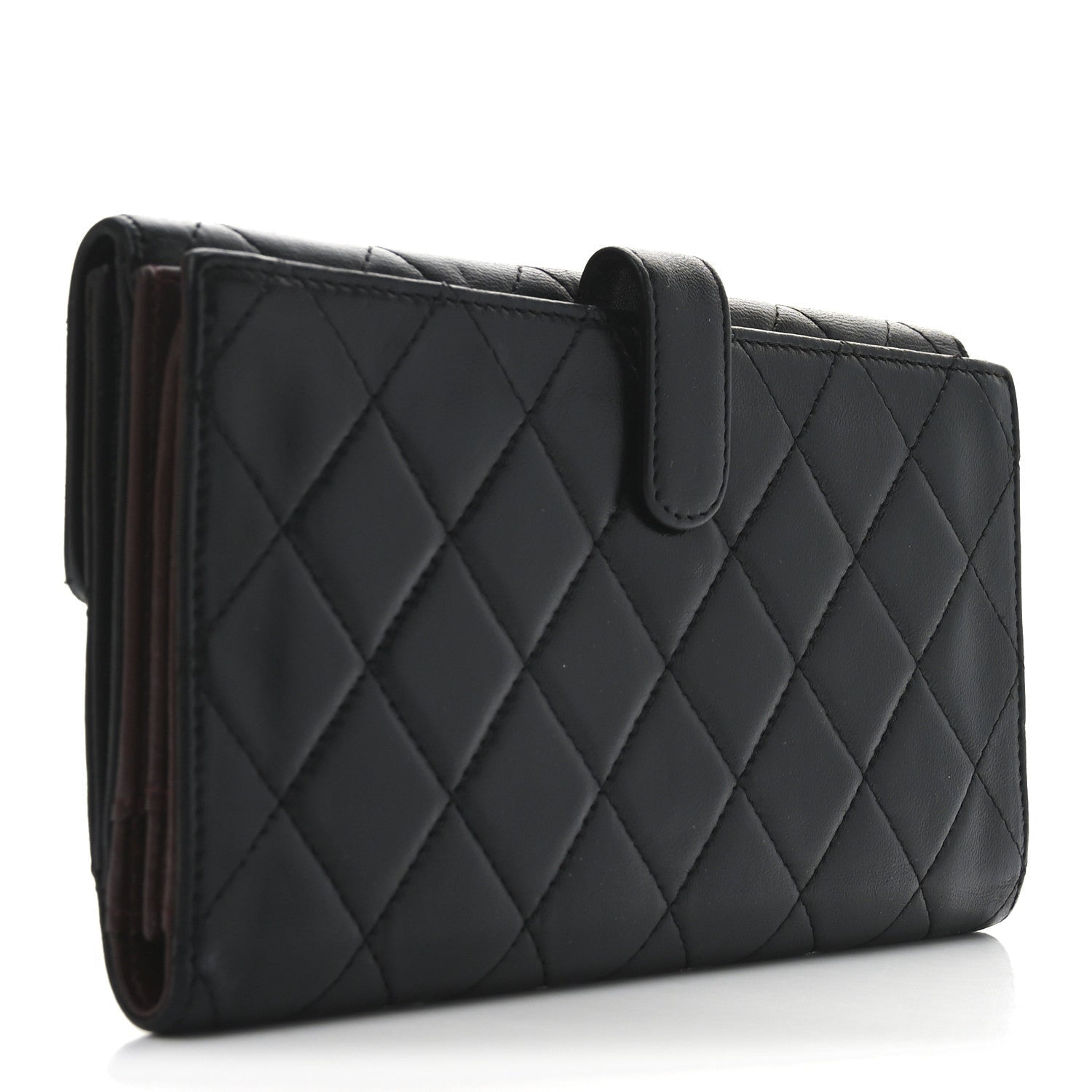 Chanel Lambskin Quilted Long Flap Wallet Black 3 of 8