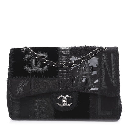 Chanel Tweed Patchwork Jumbo Single Flap Black 1 of 10