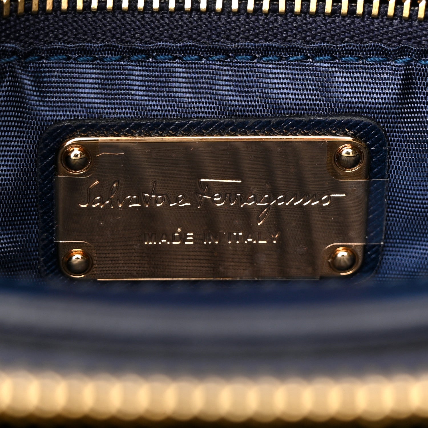 Salvatore Ferragamo Printed Calfskin Tracy Vara Tote Oxford Blue 7 of 15