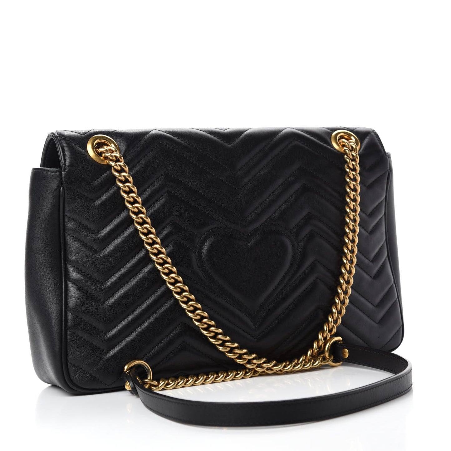 Calfskin Matelasse Medium GG Marmont Shoulder Bag Black